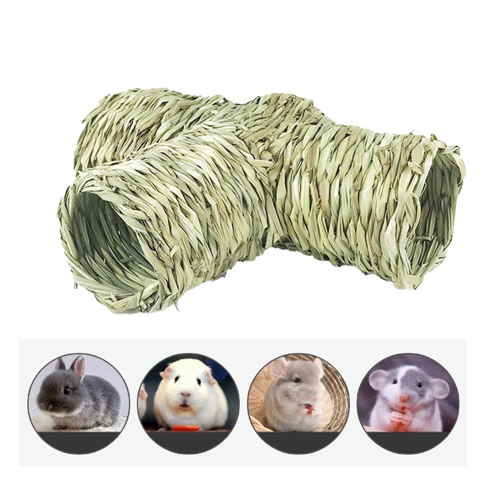 Hamster Grass Tunnel Interactive Toy Hay Bed Cage Cottage Hut Rabbit Tunnel Tube for Hamster Rat Squirrels Ferret