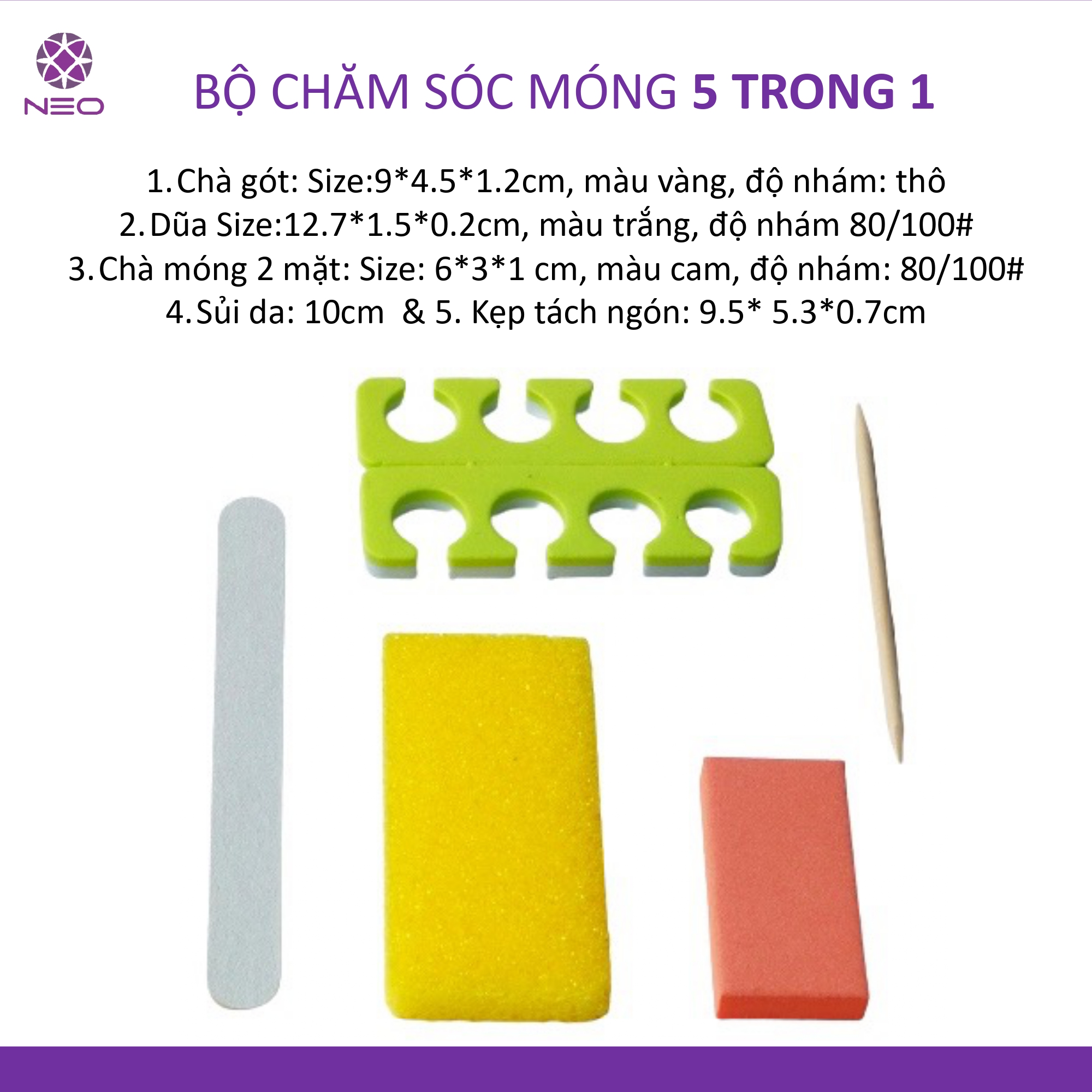 Bộ Chăm Sóc Móng Cá nhân 5 Trong 1 NEO An Toàn Vệ Sinh/ Pedicure Kit 5 in 1