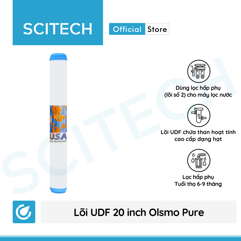 Lõi UDF 20 inch Olsmo Pure by Scitech - Lõi số 2 máy lọc nước RO, bộ lọc thô - Hàng chính hãng
