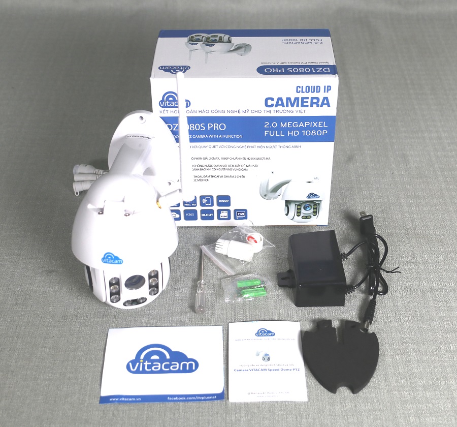 Camera IP Wifi Ngoài Trời Vitacam DZ1080S Pro 2.0mpx - Xoay 355 độ, đàm thoại 2 chiều - Hàng Chính Hãng