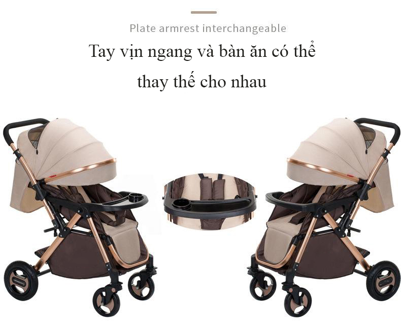 Xe Đẩy em bé 2 Chiều Gấp Gọn,Thiết Kế Châu Âu, Năng Động, Hợp Kim