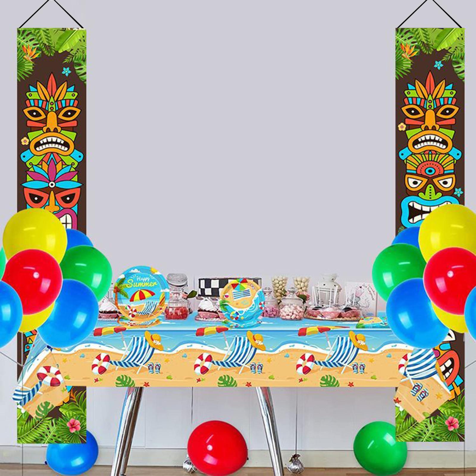 2 Pieces Banner Tropical Door Porch Banner Carnival Door Banner Sign for Shop Decoration Parade Car Backyard Room Decoration