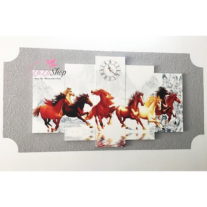 Tranh treo tường đồng hồ mã đáo thành công decor trang trí phòng khách & phòng ngủ khung gỗ cao cấp tặng kèm đinh 3 chân