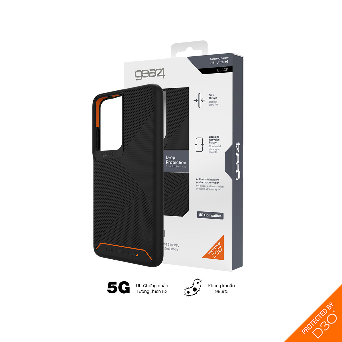 Ốp lưng chống sốc Gear4 D3O Denali 5m cho Samsung Galaxy S21 Plus/Ultra - HÀNG CHÍNH HÃNG