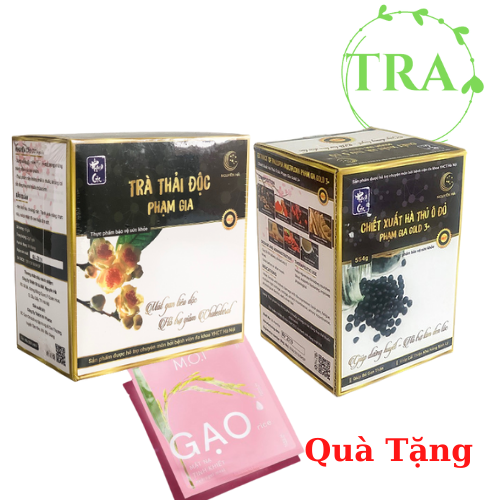 Combo Hà thủ ô đỏ Phạm Gia Gold 3+ Hộp 554G và Trà thải độc Phạm Gia hộp 40 gói - Tặng Kèm Mặt Nạ MOI