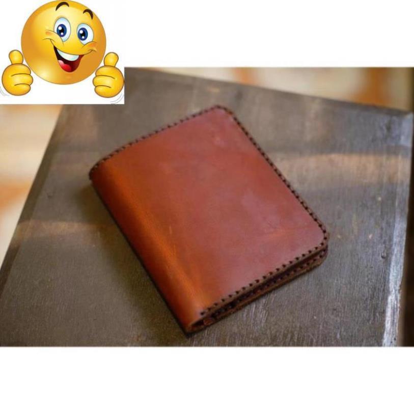 VÍ VUÔNG RAM ONE DA BÒ THẬT NÂU ĐỎ - CHÍNH HÃNG RAM LEATHER .