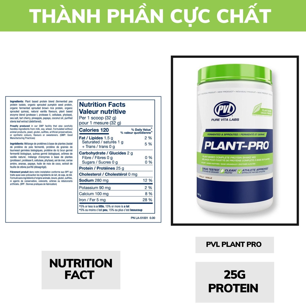 Protein Thực vật Whey Plan Pro Sữa Dinh Dưỡng Bổ Sung Protein Và Lợi Khuẩn Từ Thực Vật PVL WHEY PLANT PRO 840 GRAM