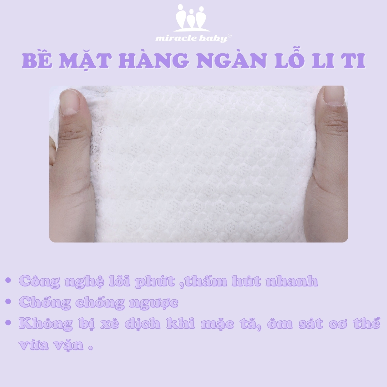 [ COMBO 2 ] Tã dán / Bỉm dán cho bé sơ sinh thương hiệu Miracle Baby , chất liệu tơ tầm mềm mại thông thoáng làn da của bé yêu có 5 kích thước S/M/L/XL/XXL