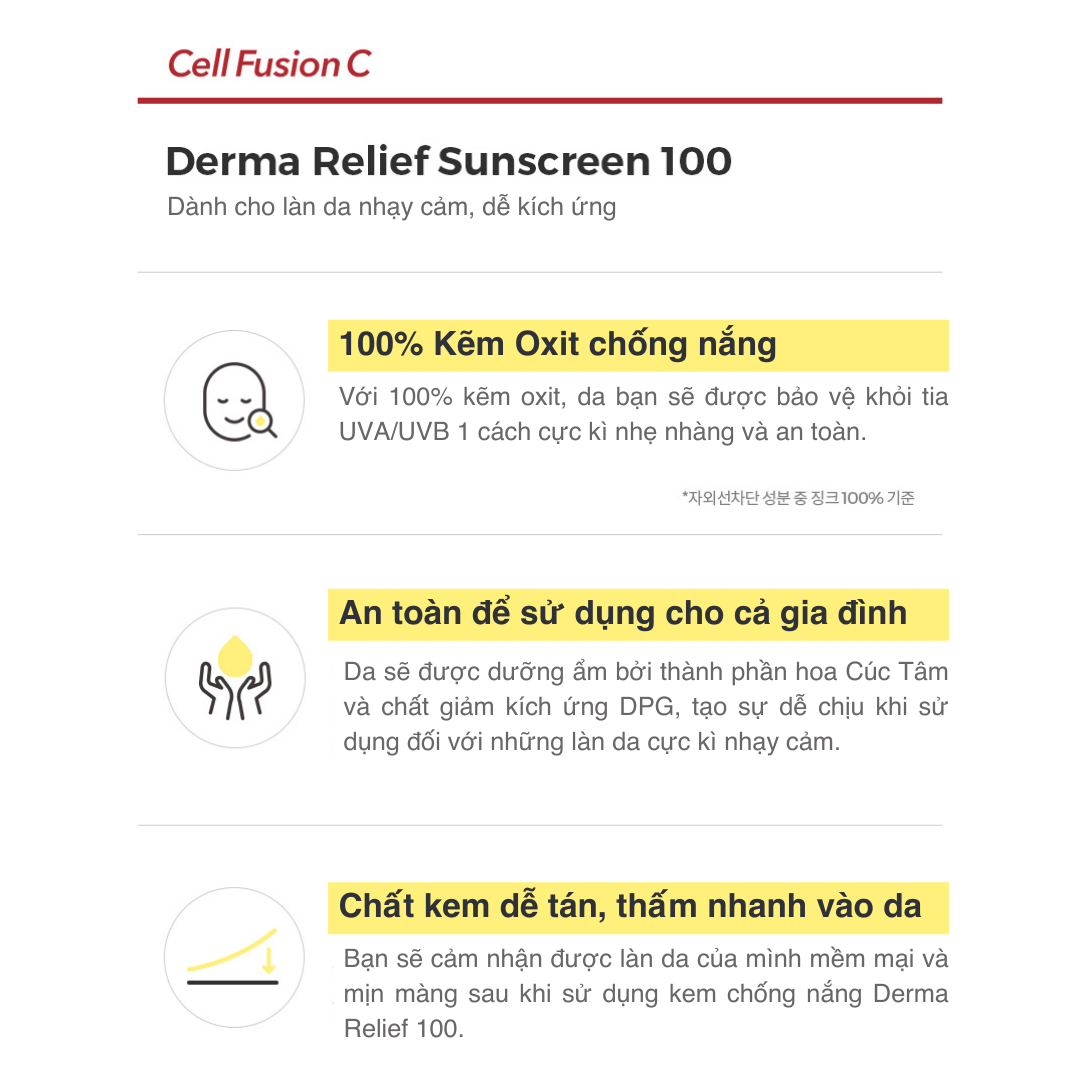 Kem Chống Nắng Cho Da Nhạy Cảm Cell Fusion C Derma Relief Suncreen 100 SPF 50+/PA++++