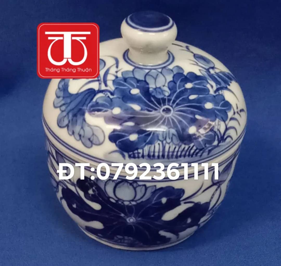BÁT NƯỚC VẼ SEN ĐK 9CM CAO 10CM