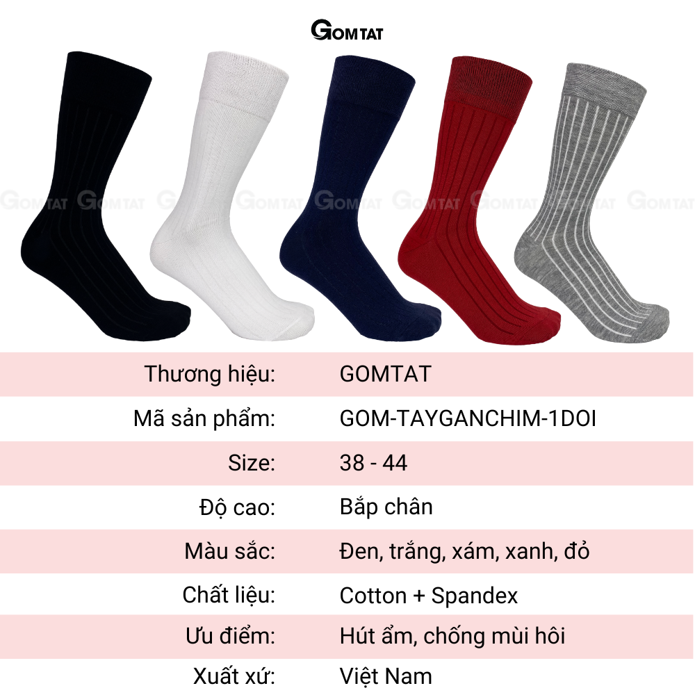 Hộp 5 đôi tất đi giày tây nam mẫu gân chìm, vớ nam công sở chất liệu cotton cao cấp hút ẩm thoáng khí - GOM-TAYGANCHIM-CB5