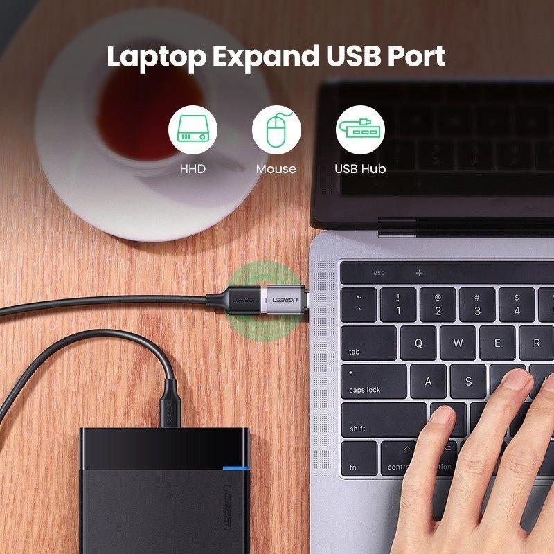 Ugreen UG50283US270TK Màu Đen Đầu chuyển đổi TYPE C sang USB 3.0 vỏ nhôm - HÀNG CHÍNH HÃNG