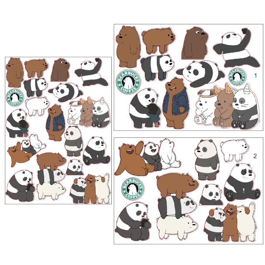 Hình ảnh Hot Sticker dán Gấu We Bare Bear kích thước a5 update mẫu mới 2021