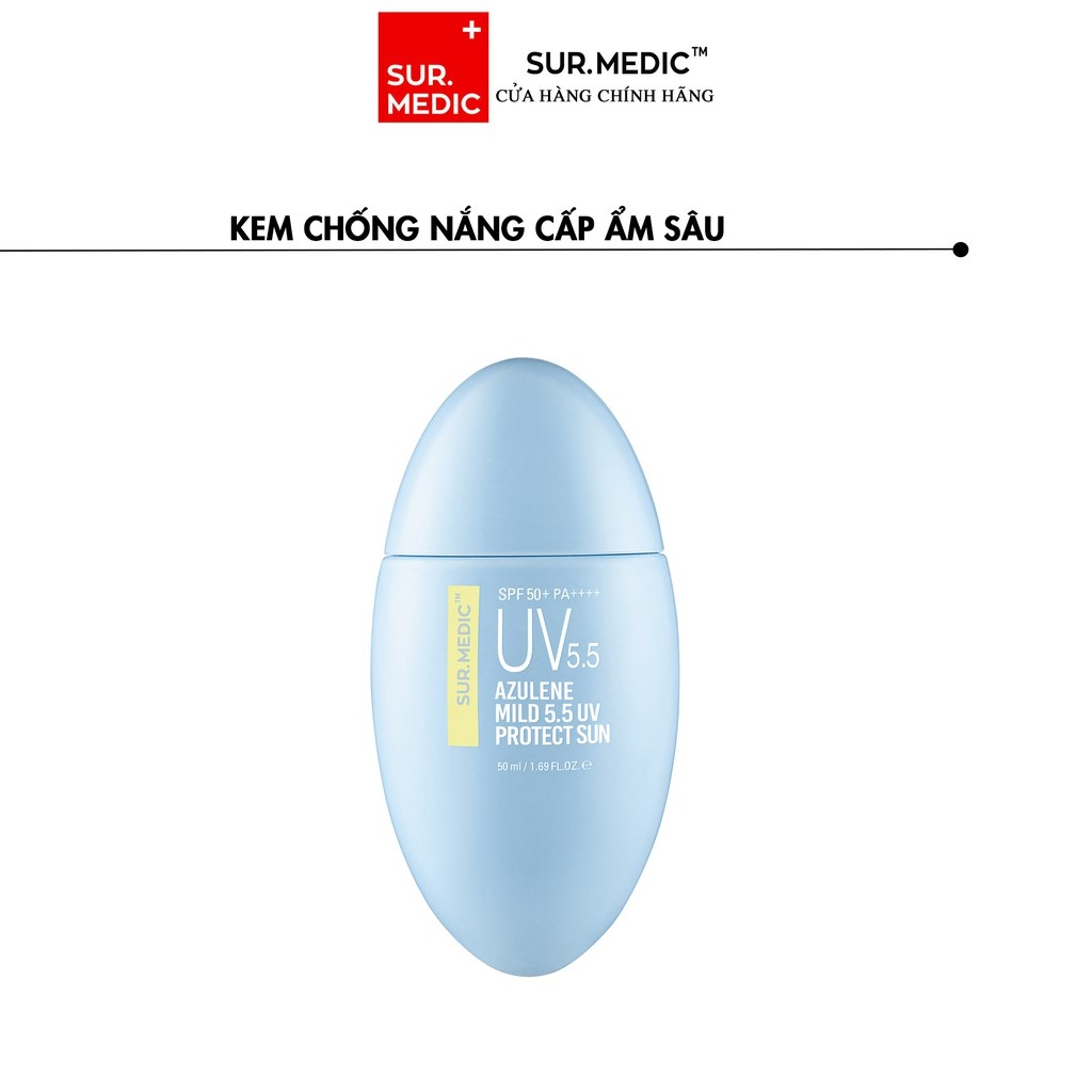 Kem Chống Nắng Giữ Ẩm Sâu SURMEDIC AZULENE MILD 5.5 UV PROTECT SUN SPF50+/PA+++ 50ml