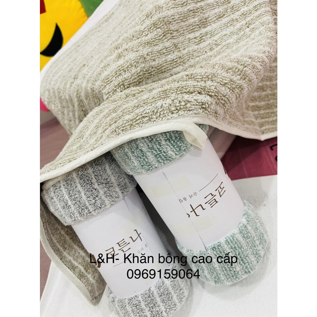 Khăn tắm, khăn lau đầu lông cừu siêu mềm xuất hàn cao cấp, kẻ tăm, KT 35x75cm