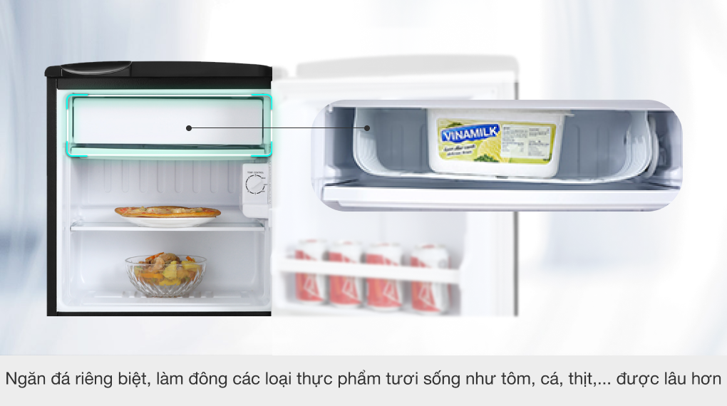 Tủ lạnh Aqua 50 lít AQR-D59FA Tủ lạnh Mini phòng trọ, phòng ngủ, tủ đựng mỹ phẩm cá nhân - Hàng chính hãng