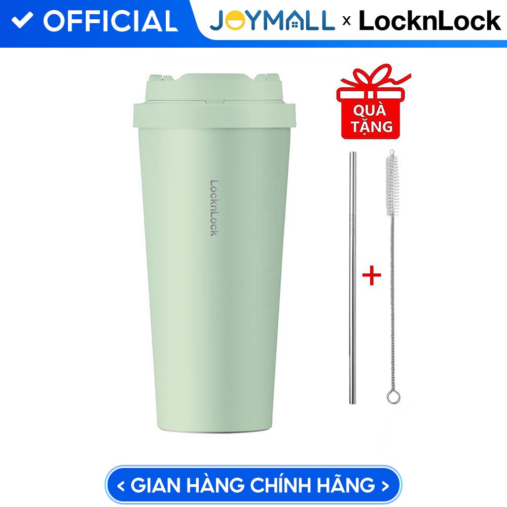 Ly Giữ Nhiệt Lock&Lock Energetic One Touch Tumbler LHC3249 - Hàng Chính Hãng, Bằng Thép Không Gỉ Inox 316L, Nắp Mở Một Chạm, Tặng Ống Hút Và Cọ Rửa