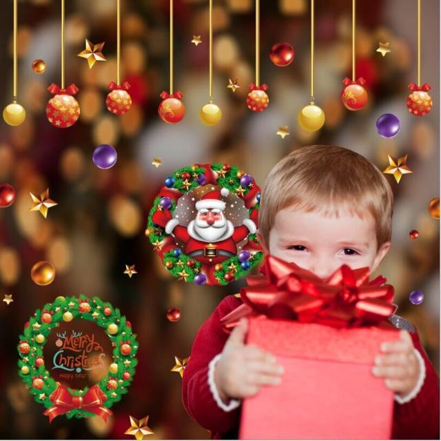 Decal trang trí noel vòng nguyệt quế ấn tượng