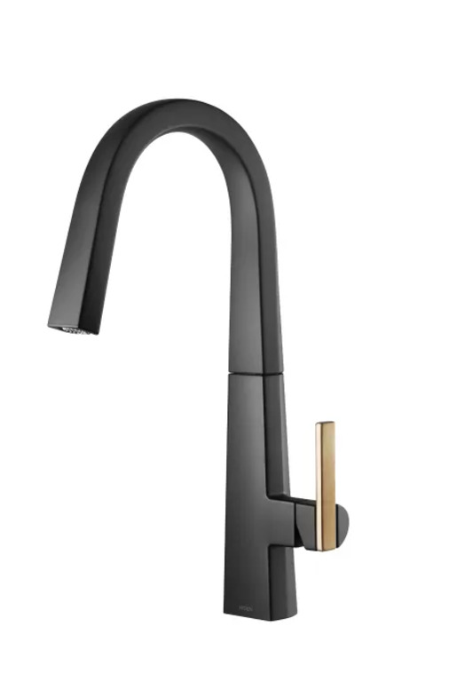 Vòi rửa chén nóng lạnh Nio màu đen tay cầm màu vàng - S75005BL , hiệu Moen S75005BL