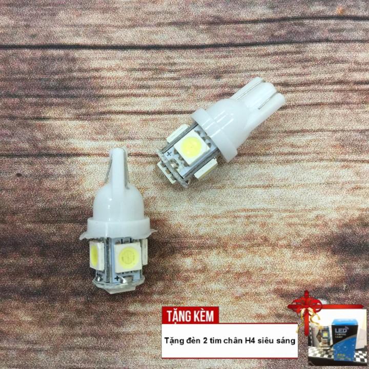 Bộ 02 đèn xi nhan 5 Led cho xe máy A227-KH4 - Tặng kèm đèn Led 2 tim chân H4