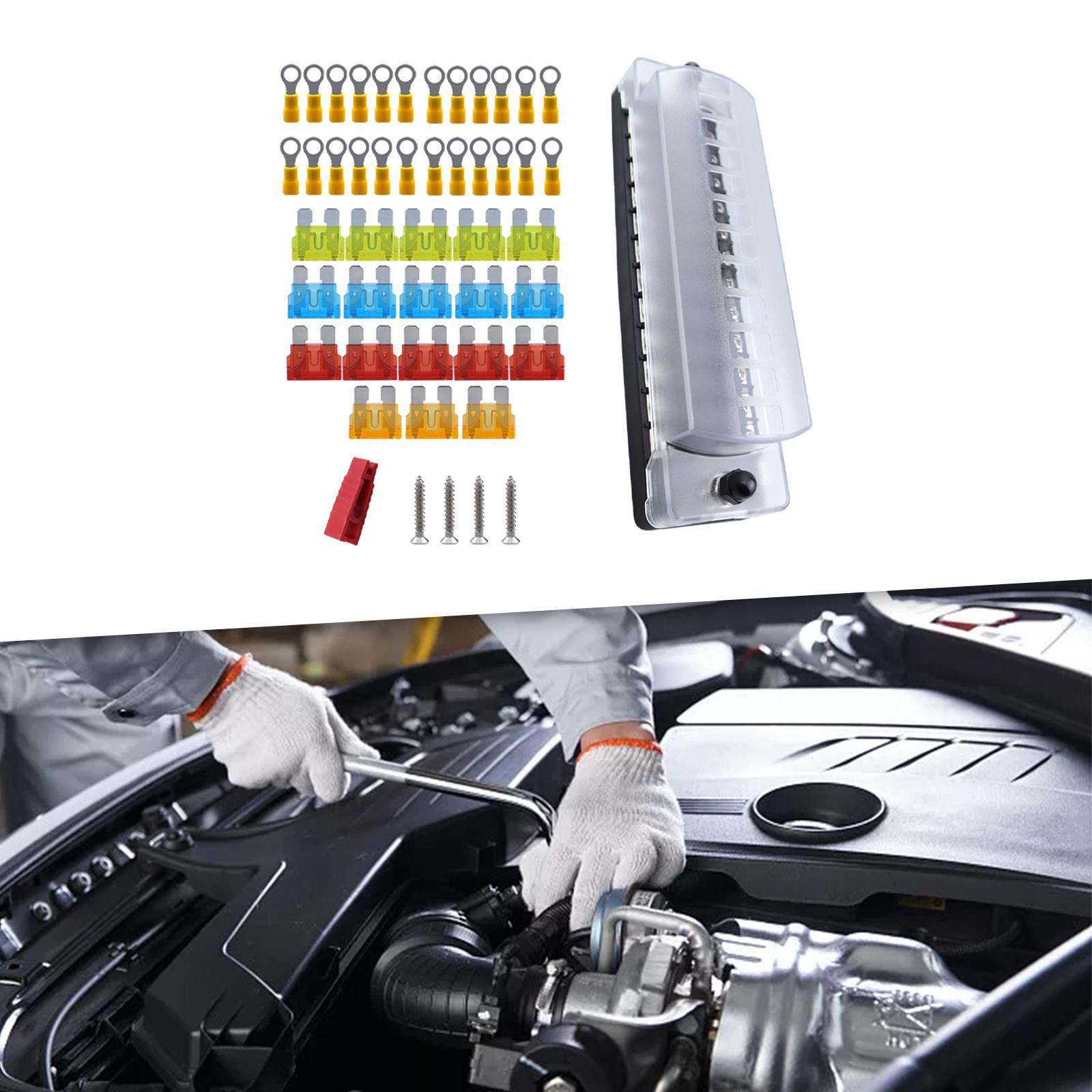 12 Way Fuse Block Fuse Holder High Strength Waterproof Standard ,Heat Resistant, PBT Automotive Fuse Box Circuit Holder Panel for Vehicle