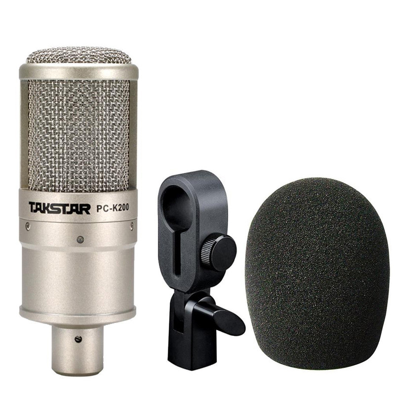 COMBO Bộ Mic Thu Âm Livestream Mic Pc K200, Sound k10, Dây livestream tốt, Chân Kẹp Míc, Màng Lọc Âm