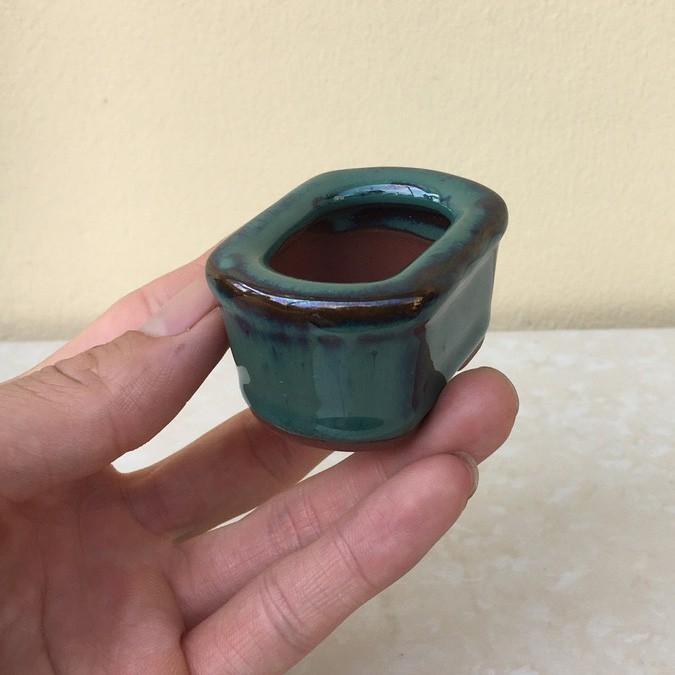 Chậu bonsai Chữ nhật siêu mini men hỏa biến gốm Bát tràng 1 size BM-49