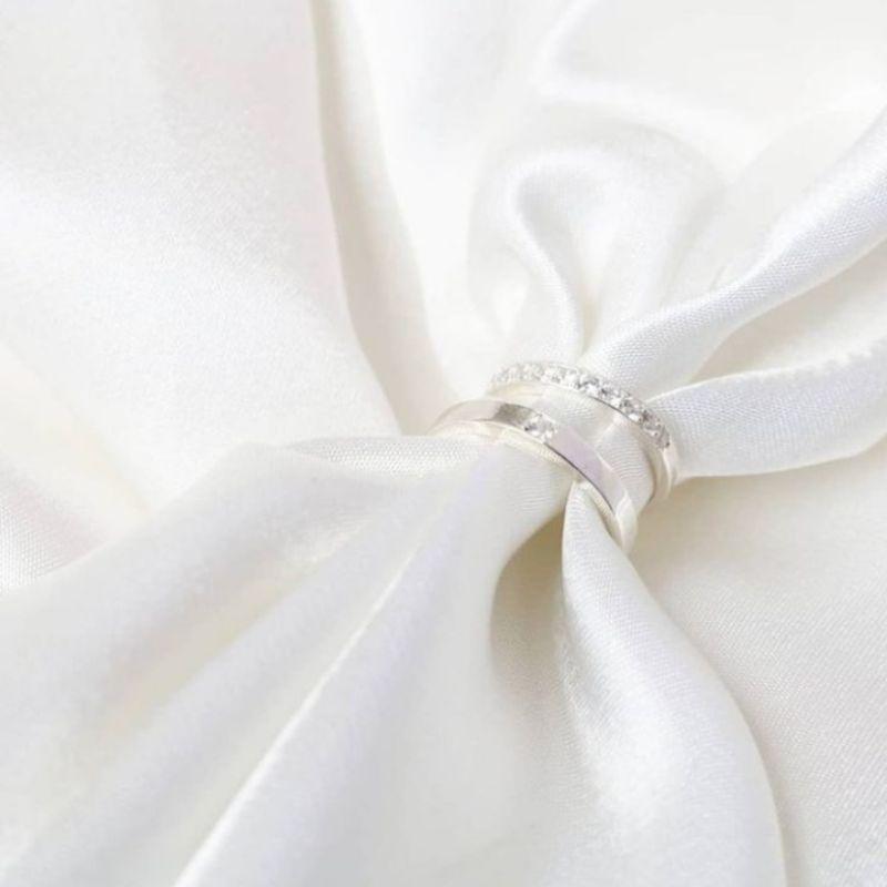 Nhẫn bạc đôi đính đá cao cấp YN JEWELRY