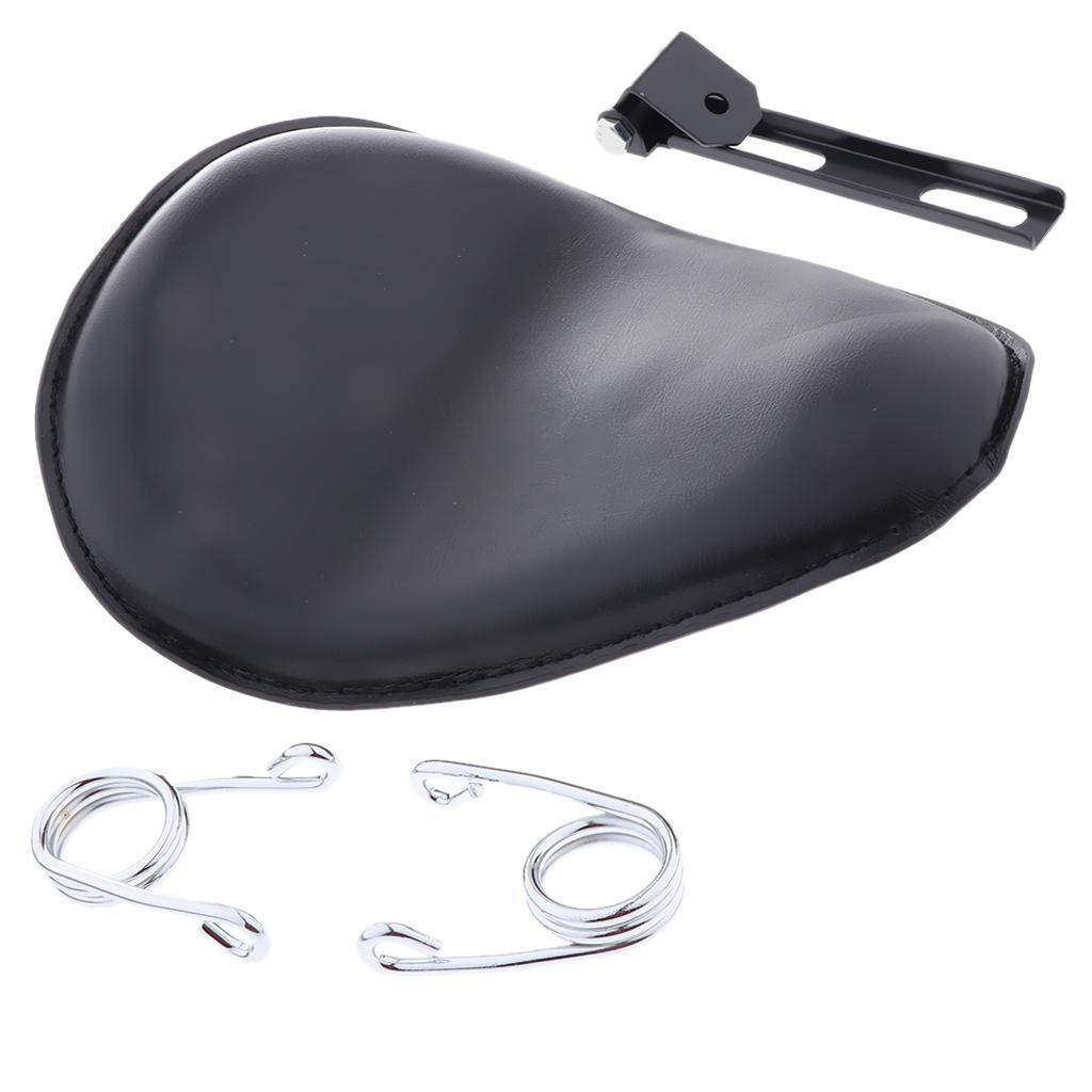 Black Motorcycle Leather Bracket Seat with Spring Bracket for Kawasaki