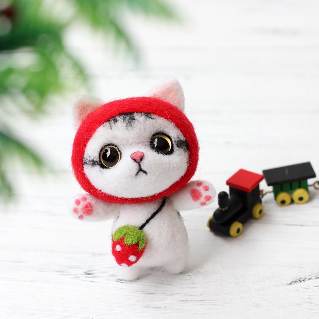 Cat Needle Felting Kit Felting Wool Decor Starter Kit Handwork Materials