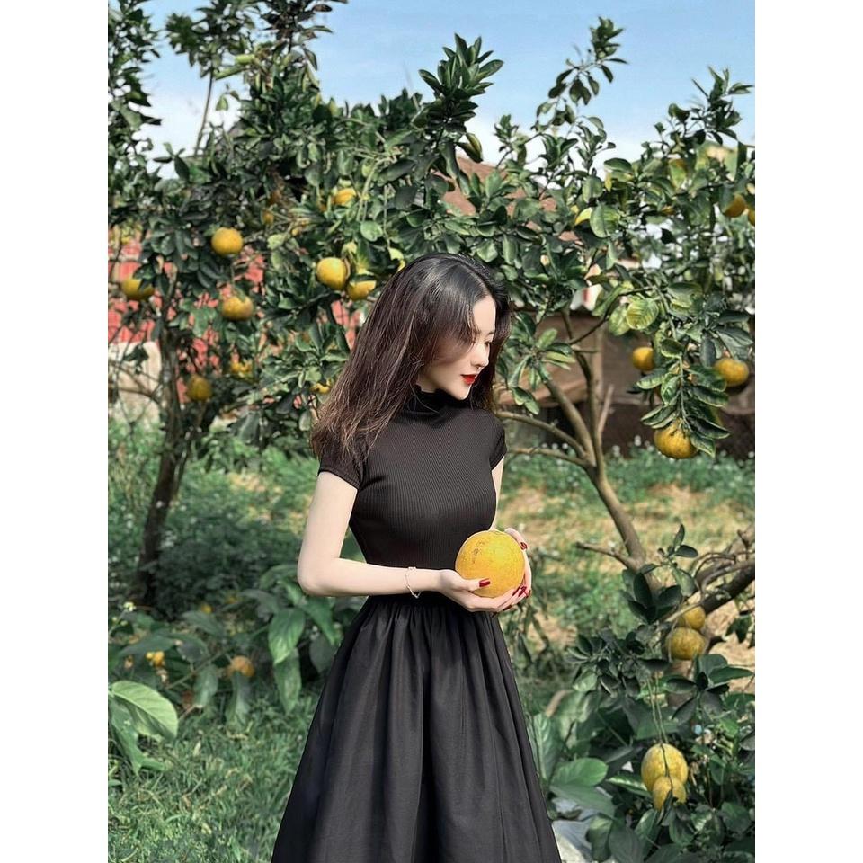 Đầm chữ A cổ lọ tay ngắn - Lovadova 23D03C009