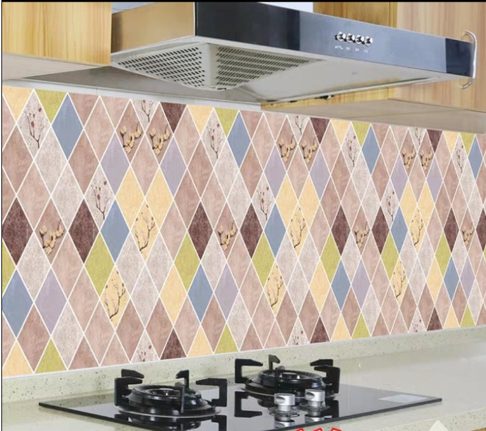 Cuộn 3 Mét Decal Giấy Dán Bếp Tráng Nhôm Cách Nhiệt Hoa Mai Nâu