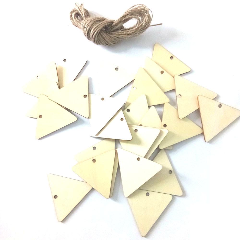 Bộ 25 Thẻ Gỗ Tam Giác Kèm Dây Rơm Tự Làm Trang Trí Đám Cưới