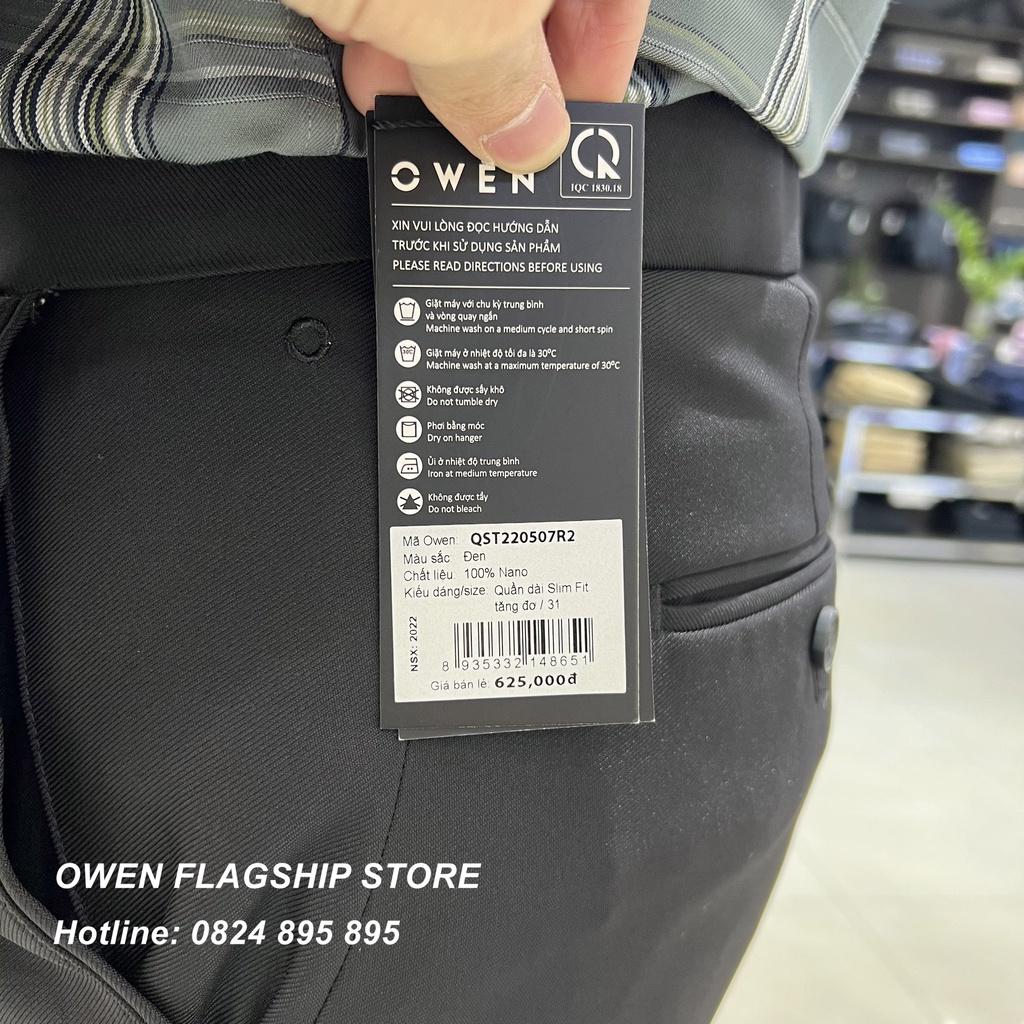OWEN - () Quần âu nam công sở dáng Slimfit có trợ cạp co dãn màu đen trơn mã QST220507R2
