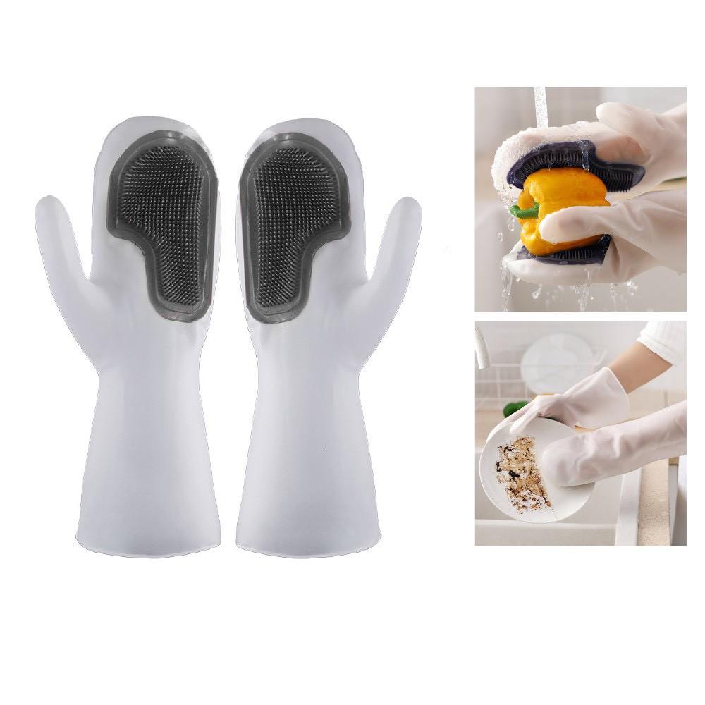 Găng Tay Rửa Chén Silicon Tạo Bọt - Không Hại Da Tay