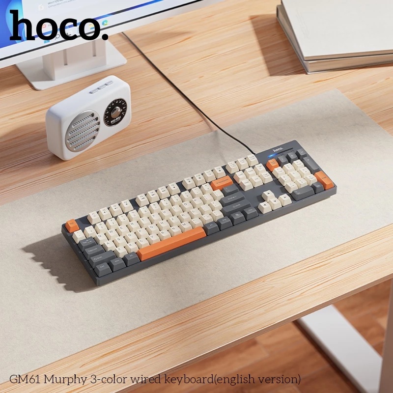 Bàn Phím Có Dây 3 Màu HOCO GM61 Phiên Bản Tiếng Anh, Thiết Kế Công Thái Học, Làm Văn Phòng Chơi Game, Với 104 Phím Nút Nhiều Màu Sắc - Hàng Chính Hãng