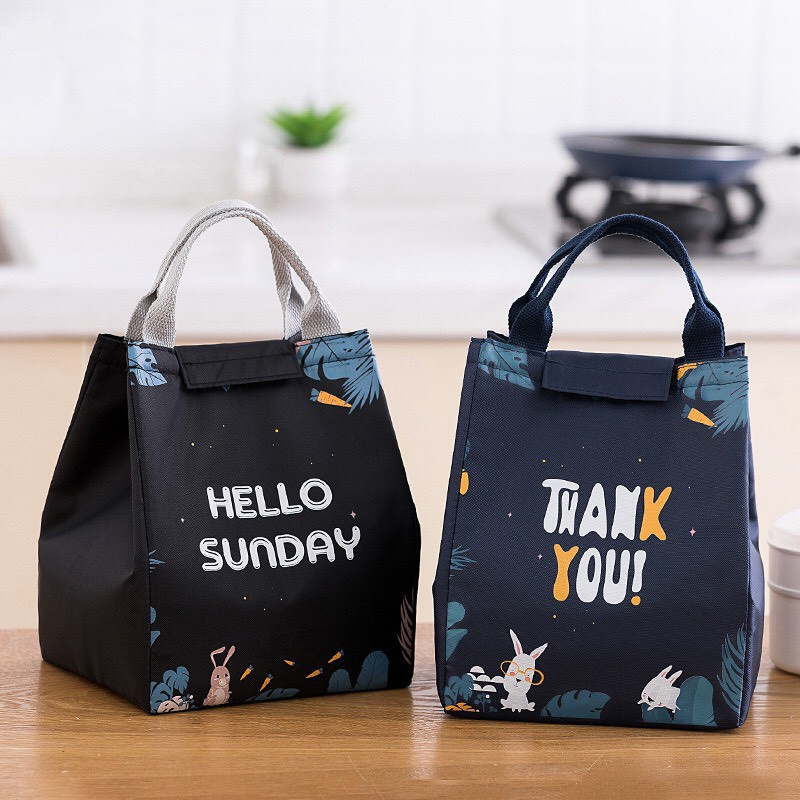 Túi Đựng Hộp Cơm Giữ Nhiệt Thanks You Vải Oxford (20x16x24cm) - Túi Mang Cơm Giữ Nhiệt Đa Năng - Chống Thấm Cao Cấp