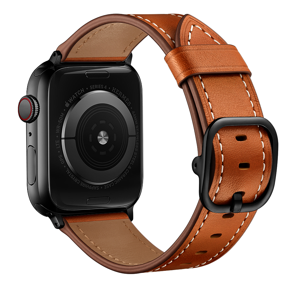 Dây Da Bò Paris Leather dành cho Apple Watch Size 38mm 40mm 42mm 44mm - Nâu 3840mm