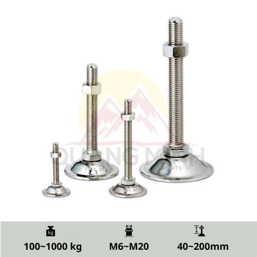 A-P/A-PS - Chân tăng chỉnh chiều cao, inox 304, chịu lực, đế sắt mạ Niken M6, M8, M10, M12, M16, M20 cao cấp