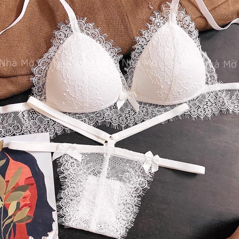 Set bra ren trắng nữ CÁ CONCEPT đồ lót thiết kế không gọng có mút đủ size