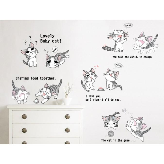 Decal trang trí những chú mèo tinh nghịch