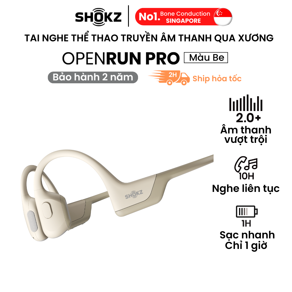 Tai Nghe Bluetooth Thể Thao Truyền Âm Thanh Qua Xương SHOKZ OPENRUN PRO S810 Màu Be - Hàng chính hãng