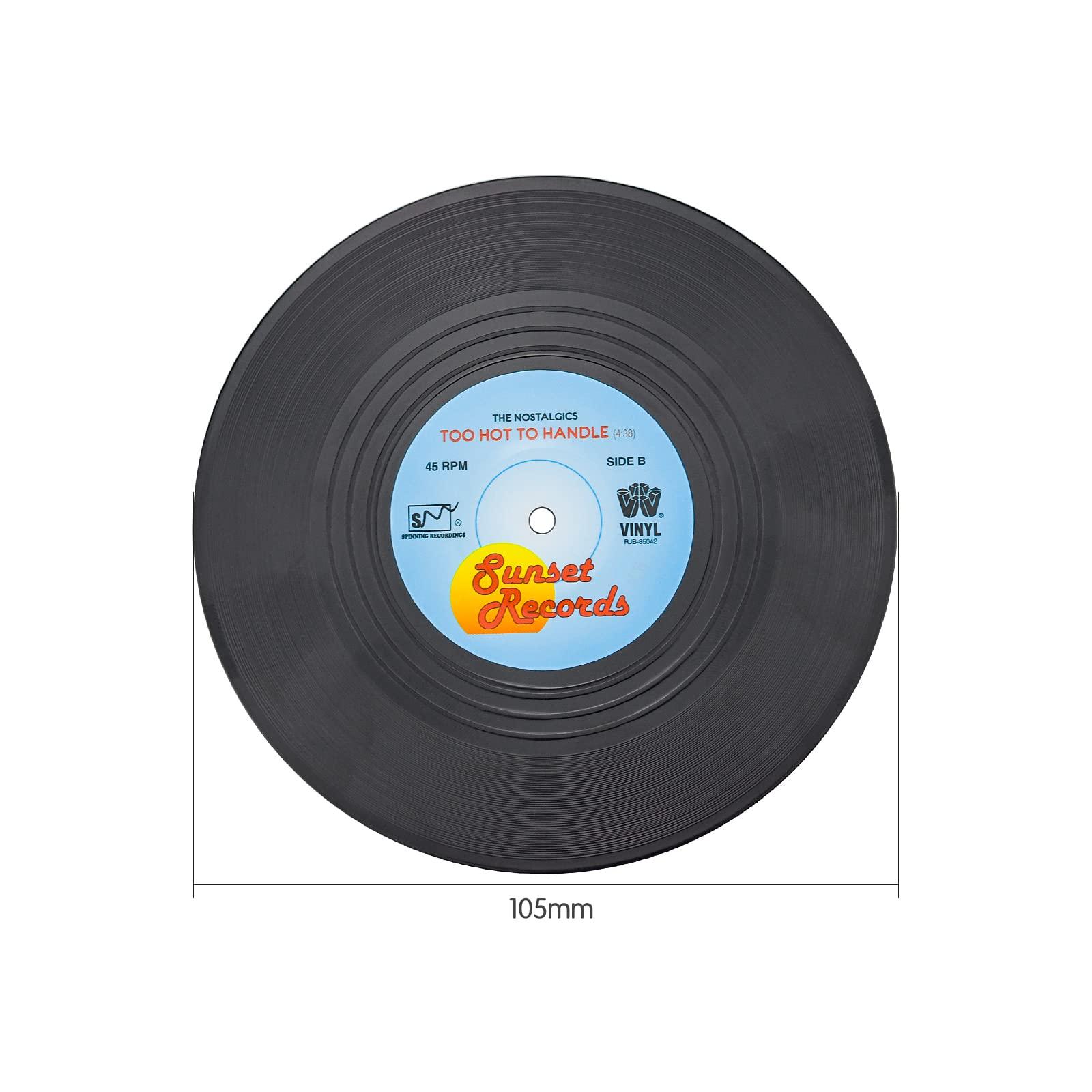 6 Chiếc Retro Vinyl Đế Lót Ly Retro Đế Lót Ly Vinyl Bàn Thảm Vinyl Chống Trơn Trượt