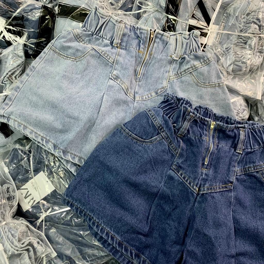 Quần Đùi Short Jean Nữ Ống Rộng Cạp Cao Khóa Trước 3 Màu Siêu Xinh
