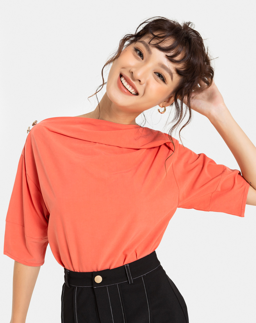 Áo Kiểu Nữ Thời Trang JUNO Kiểu Tay Lỡ Cổ Gấp Nếp JNAKI003
