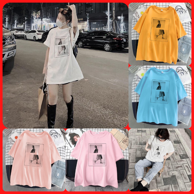 Áo Thun Nữ Tay Lỡ Unisex In Hình Cô Gái Thời Trang