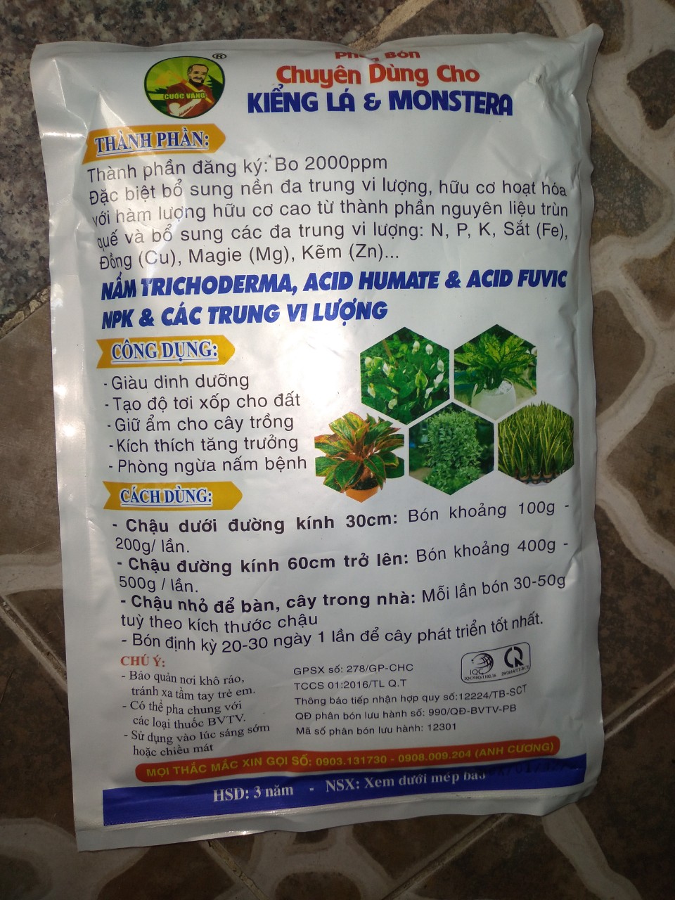 Phân Bón Dùng cho Cây Kiểng Lá và Monstera không có mùi hôi Gói 1kg