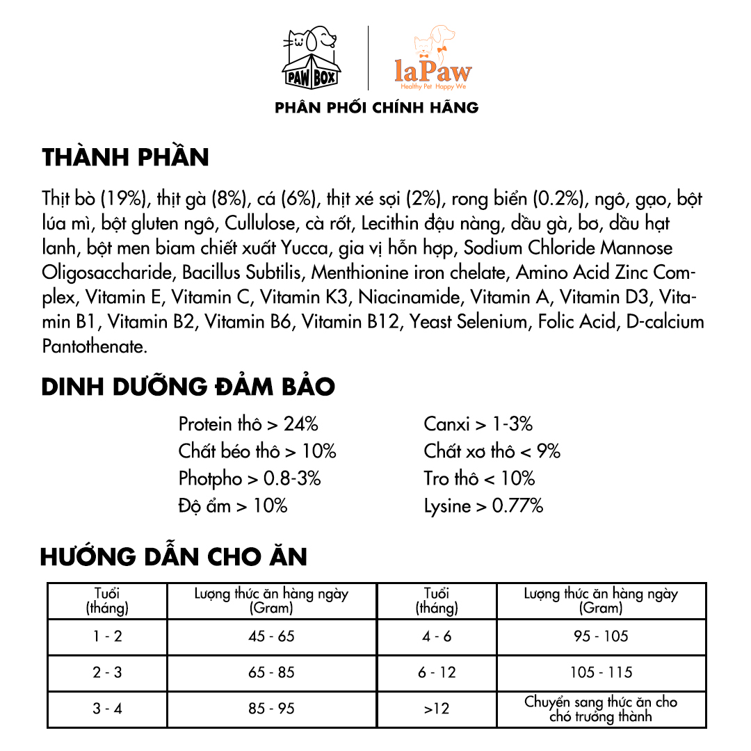 Hạt cho chó con hỗn hợp dinh dưỡng chuẩn Âu laPaw Gourmet 1KG