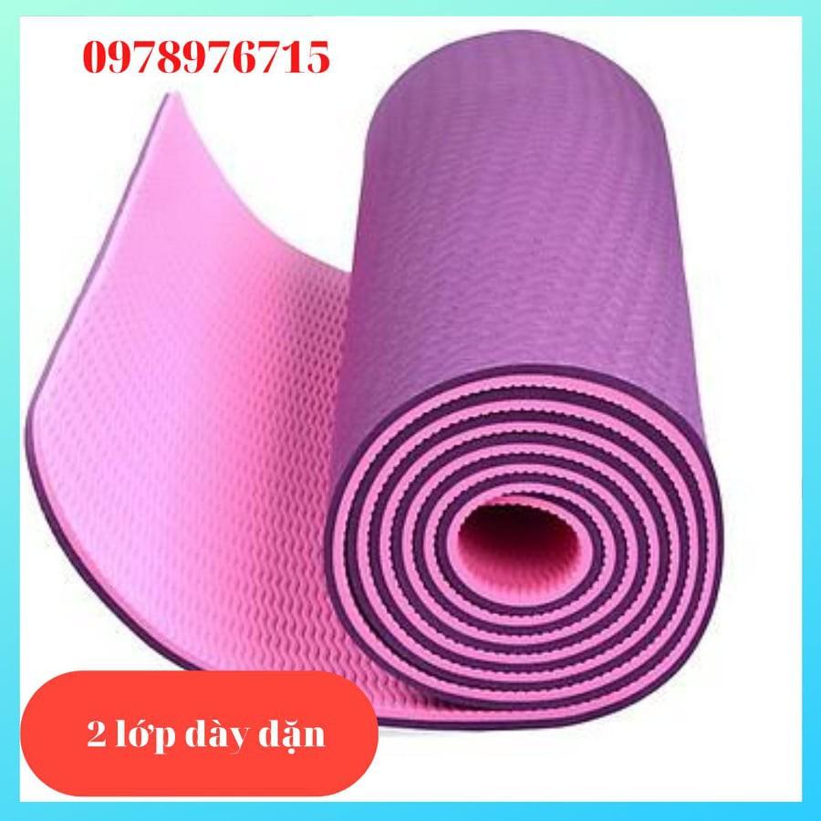 Thảm tập YOGA-Thảm tập Gym tập thể dục tpe 6mm 2 lớp cao cấp siêu êm, chống trơn trượt cực tốt, không mùi