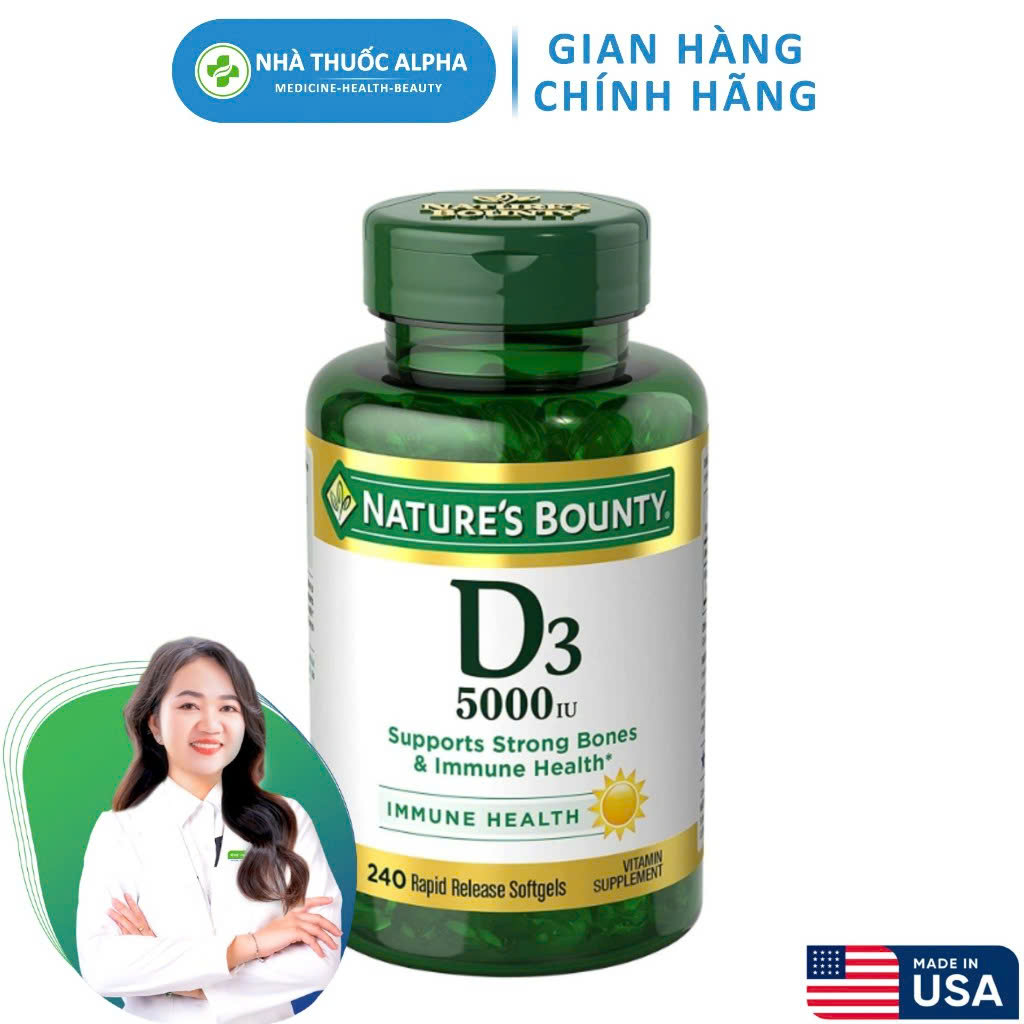 Viên uống bổ sung Vitamin D3 5000iU Nature’s Bounty 240 Viên